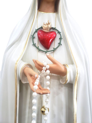 Imagem do Imaculado Coração de Fátima com Olhos de Vidro 1,20 m-TerraCotta Arte Sacra