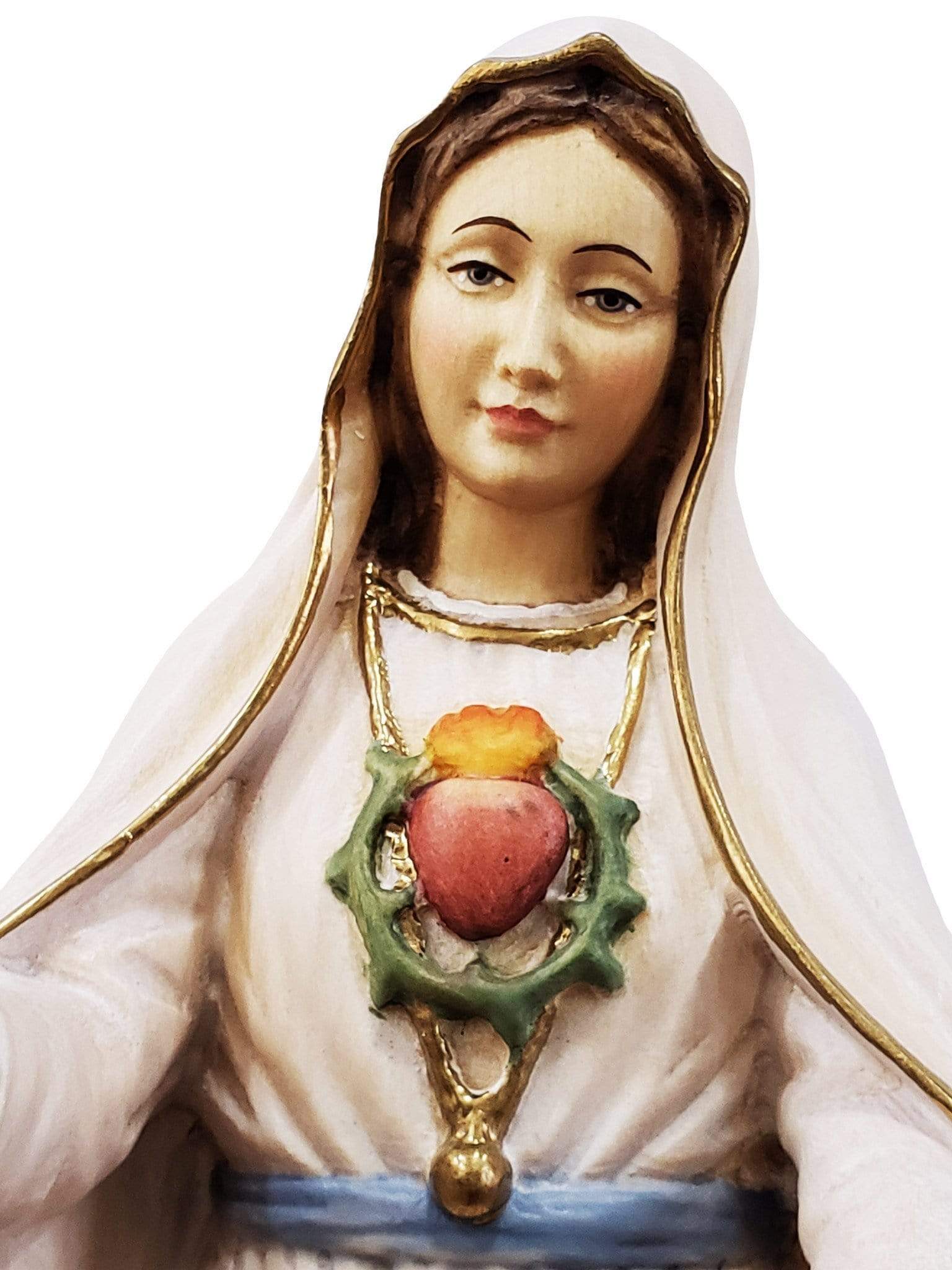 Imagem do Imaculado Coração de Fátima de Madeira Italiana 29 cm-TerraCotta Arte Sacra