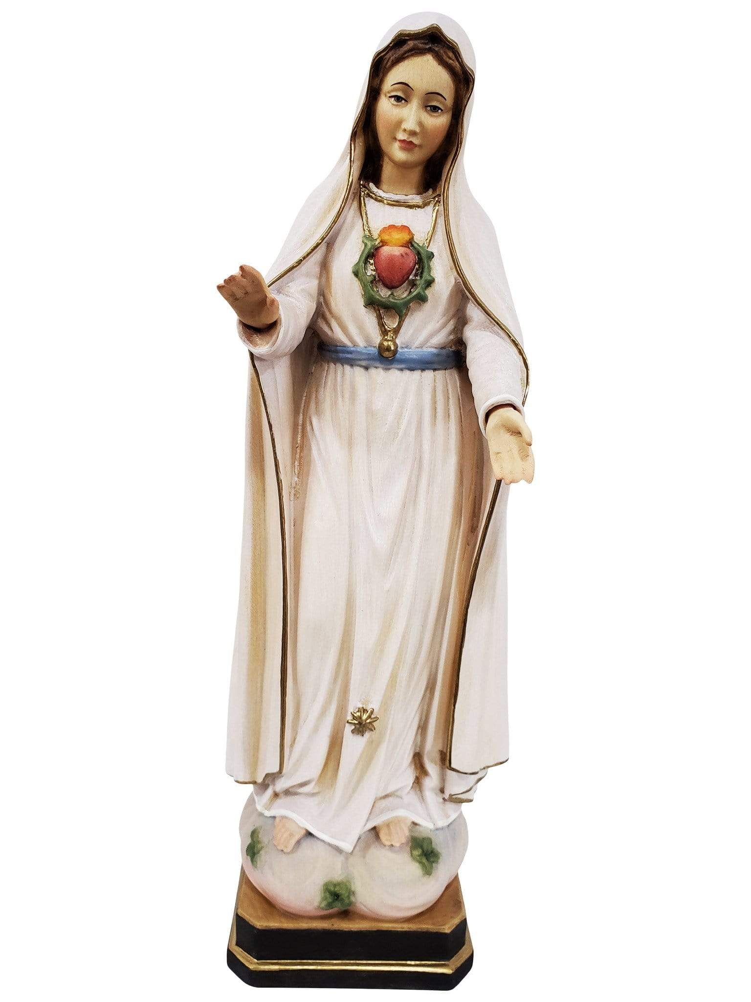 Imagem do Imaculado Coração de Fátima de Madeira Italiana 29 cm-TerraCotta Arte Sacra