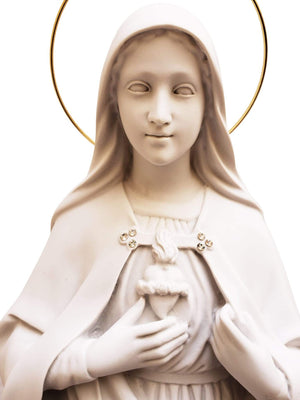 Imagem do Imaculado Coração de Maria 63 cm em Pó de Mármore-TerraCotta Arte Sacra