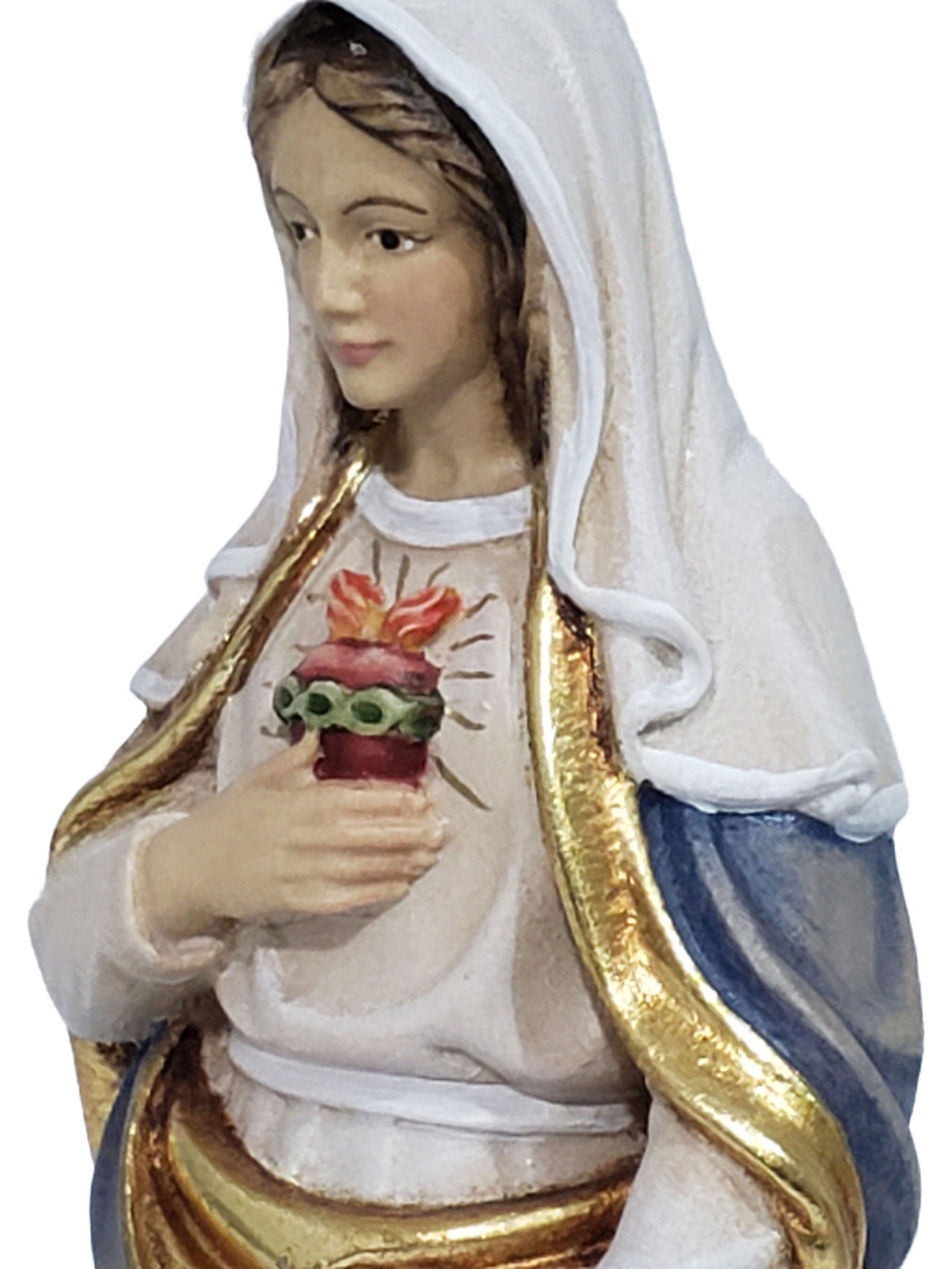 Imagem do Imaculado Coração de Maria de Madeira Italiana 30 cm-TerraCotta Arte Sacra