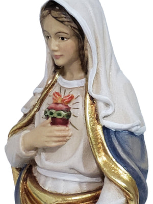 Imagem do Imaculado Coração de Maria de Madeira Italiana 30 cm-TerraCotta Arte Sacra