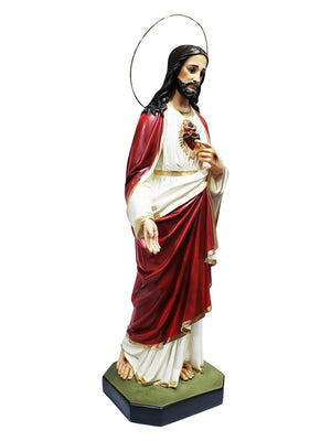 Imagem do Sagrado Coração de Jesus 1,05 m de Pó de Mármore-TerraCotta Arte Sacra