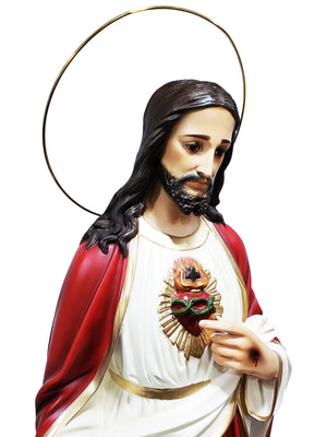 Imagem do Sagrado Coração de Jesus 1,05 m de Pó de Mármore-TerraCotta Arte Sacra