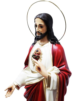Imagem do Sagrado Coração de Jesus 1,05 m de Pó de Mármore-TerraCotta Arte Sacra