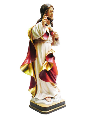 Imagem do Sagrado Coração de Jesus de Madeira Italiana 40 cm-TerraCotta Arte Sacra