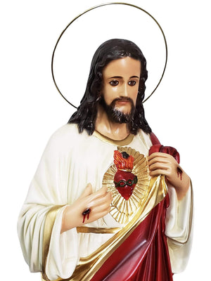 Imagem do Sagrado Coração de Jesus em Pó de Mármore 63 cm com Olhos de Vidro-TerraCotta Arte Sacra