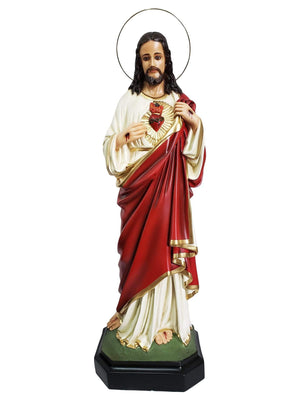 Imagem do Sagrado Coração de Jesus em Pó de Mármore 63 cm com Olhos de Vidro-TerraCotta Arte Sacra
