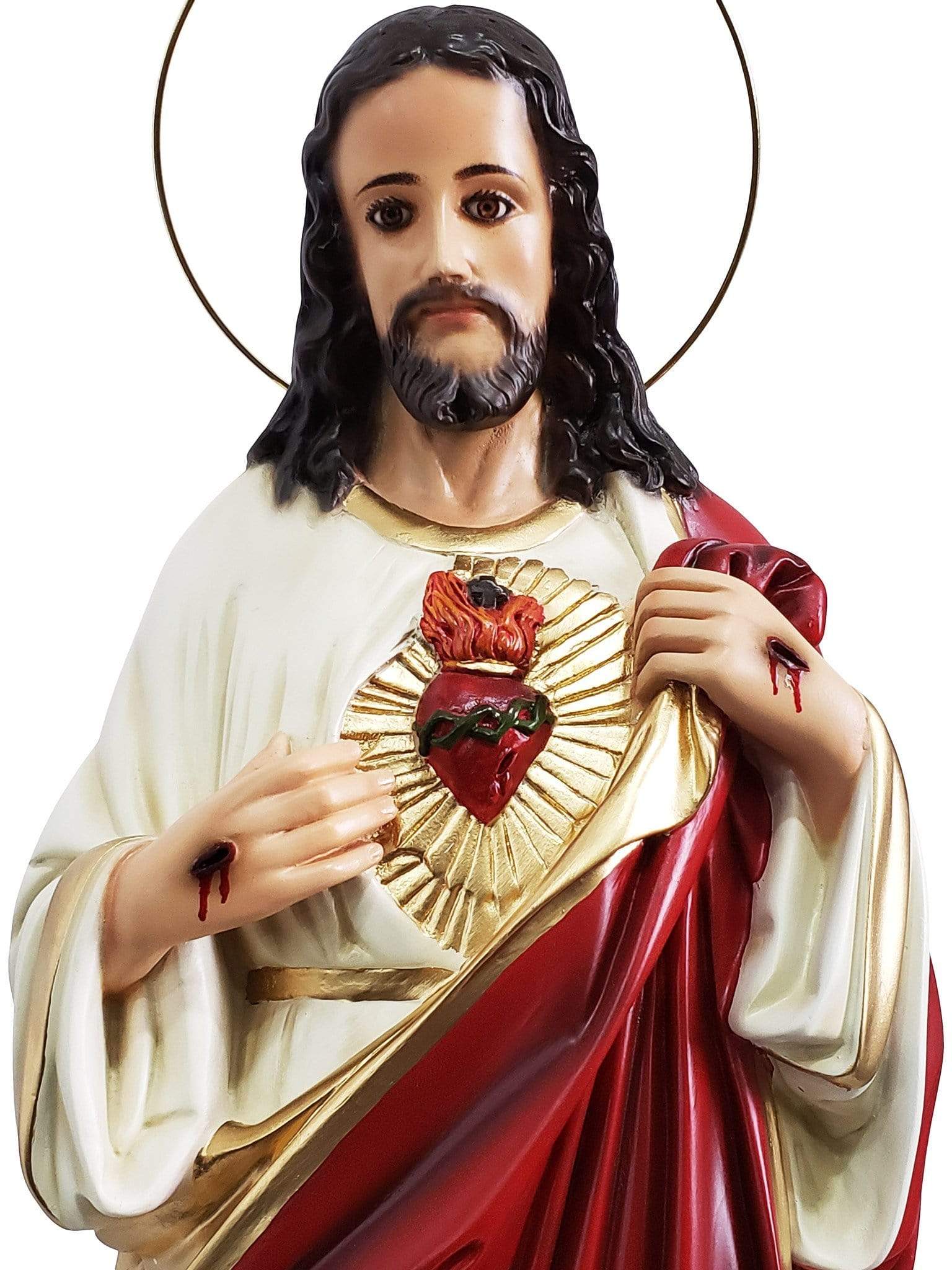Imagem do Sagrado Coração de Jesus em Pó de Mármore 63 cm com Olhos de Vidro-TerraCotta Arte Sacra