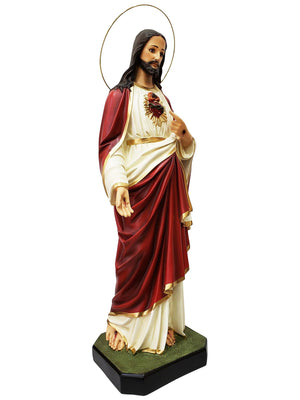 Imagem do Sagrado Coração de Jesus em Pó de Mármore 82 cm com Olhos de Vidro-TerraCotta Arte Sacra