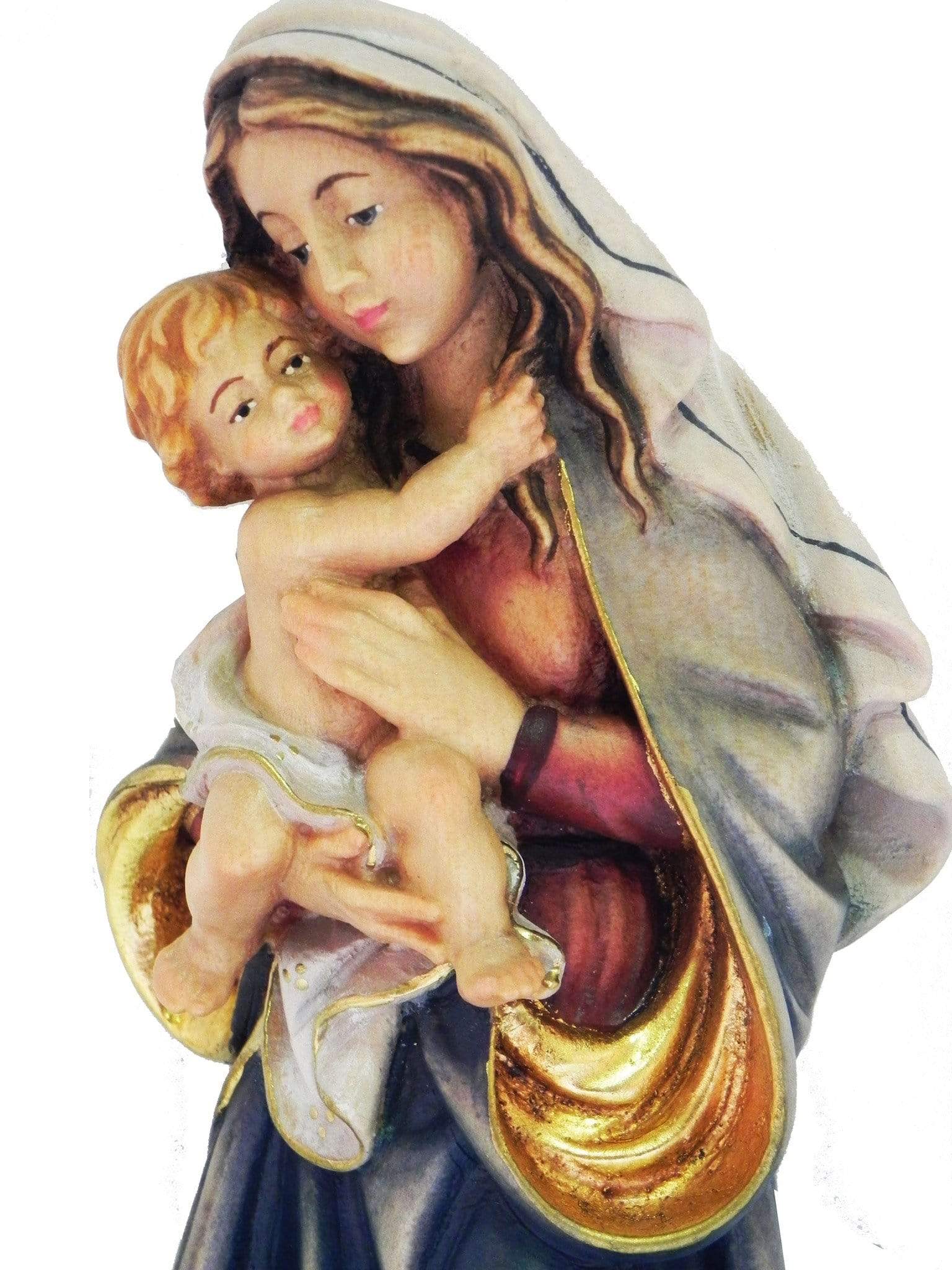 Madona de Madeira Italiana de 31 cm-TerraCotta Arte Sacra