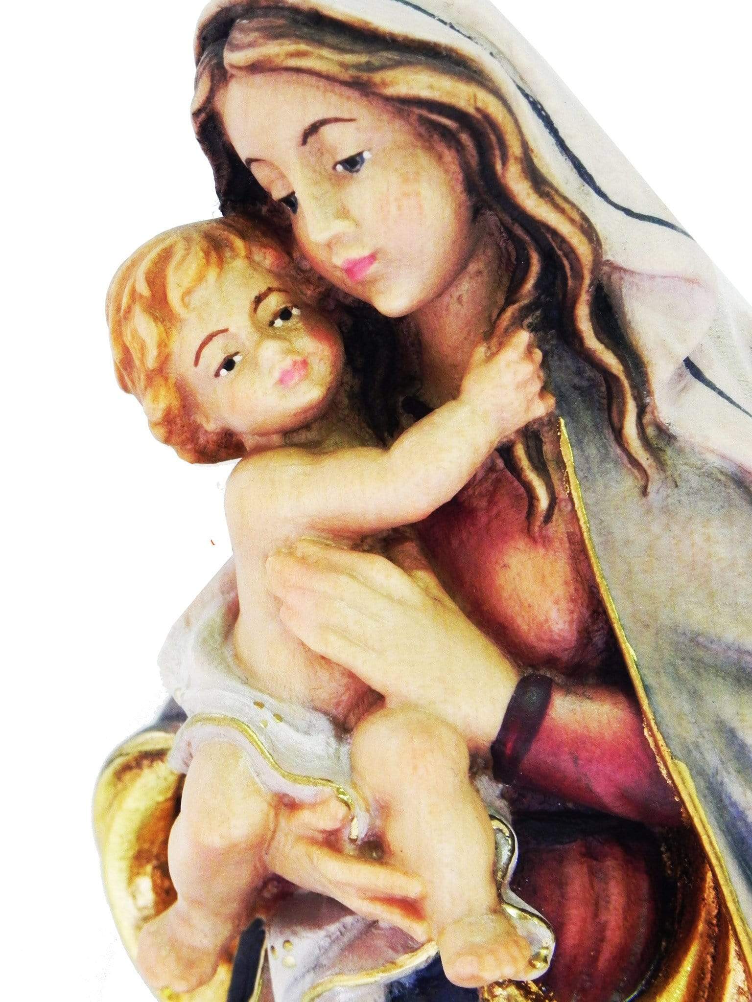 Madona de Madeira Italiana de 31 cm-TerraCotta Arte Sacra