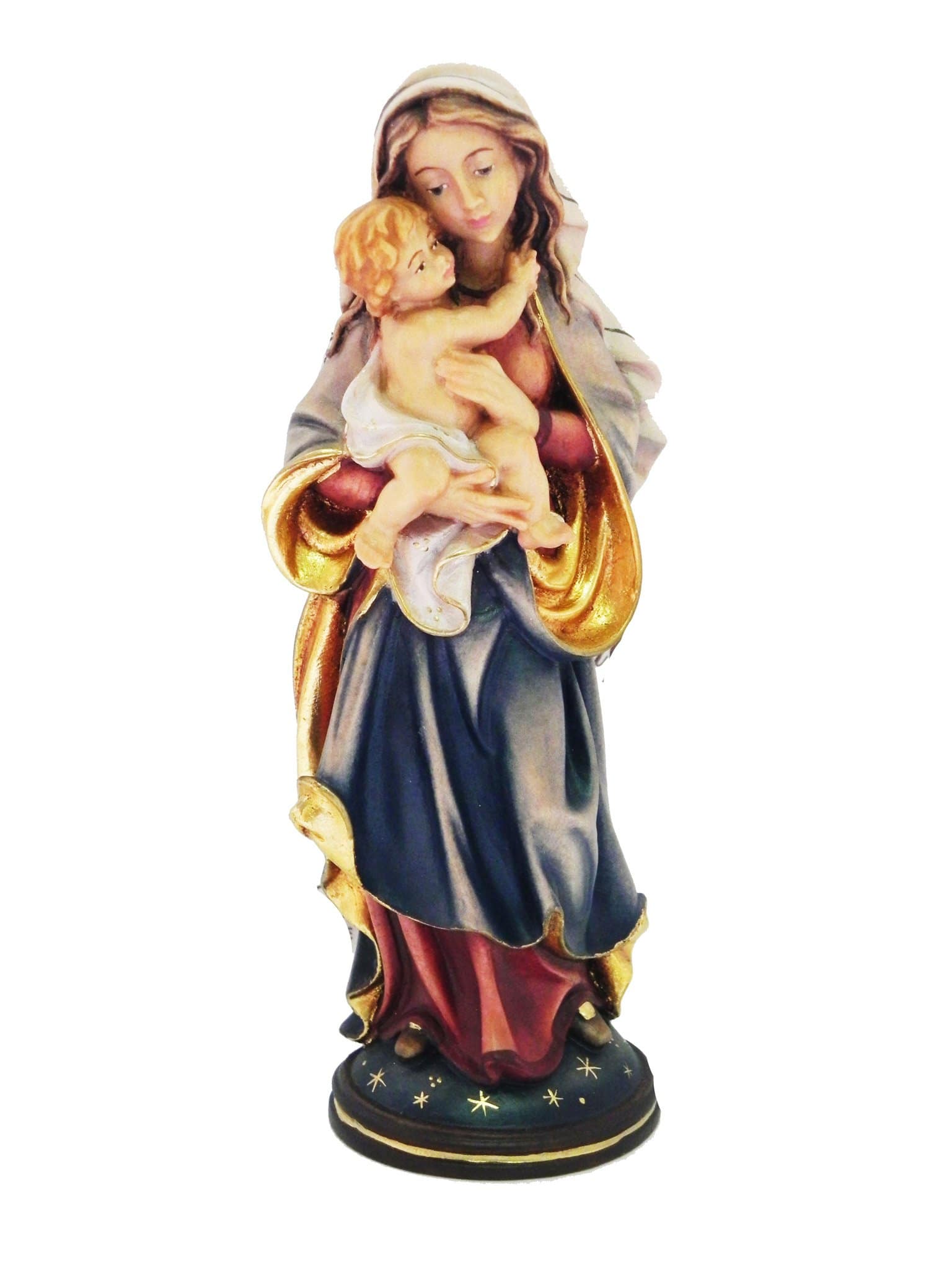 Madona de Madeira Italiana de 31 cm-TerraCotta Arte Sacra