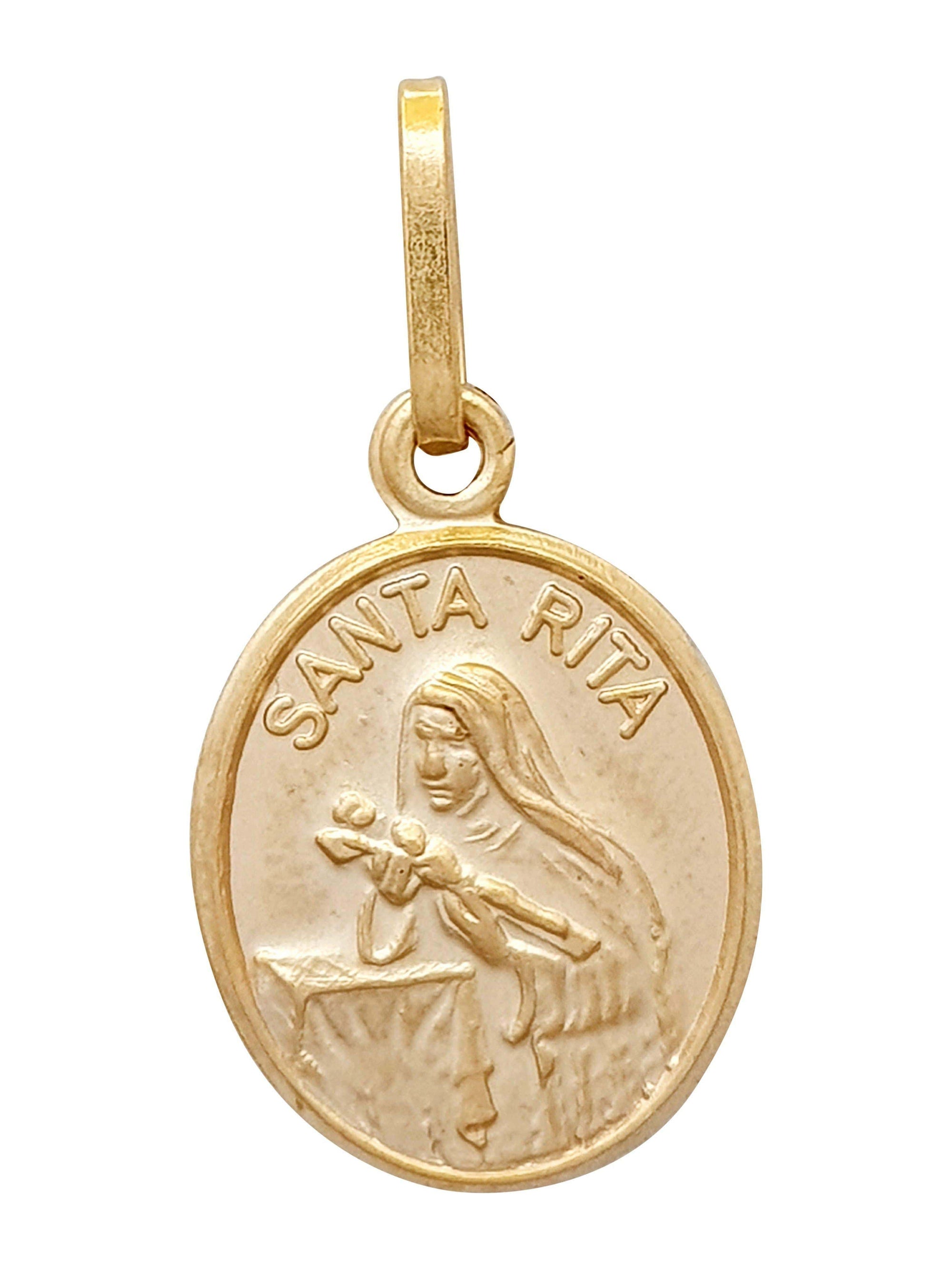 Medalha Santa Rita Prata de Lei 925 com Banho de Ouro-TerraCotta Arte Sacra