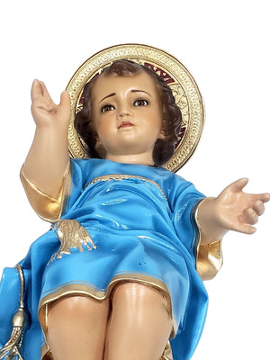Menino Jesus em Pó de Mármore 26 cm Azul-TerraCotta Arte Sacra