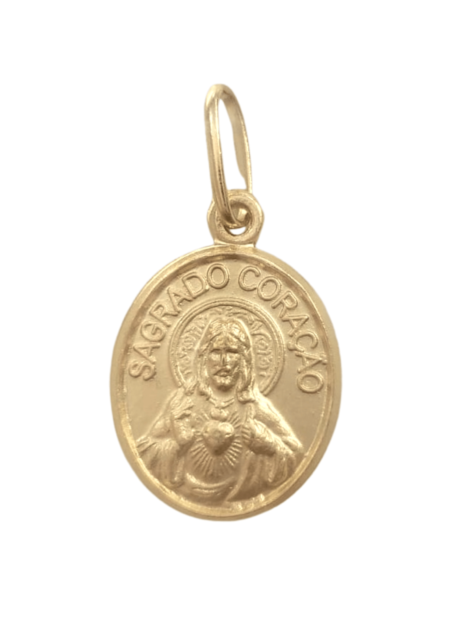 Pingente Sagrado Coração de Jesus em Prata de Lei 925 com Banho de Ouro-TerraCotta Arte Sacra