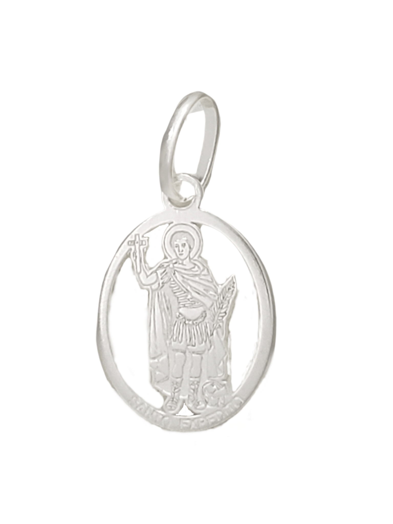 Pingente de Santo Expedito Oval na Prata de Lei 925-TerraCotta Arte Sacra