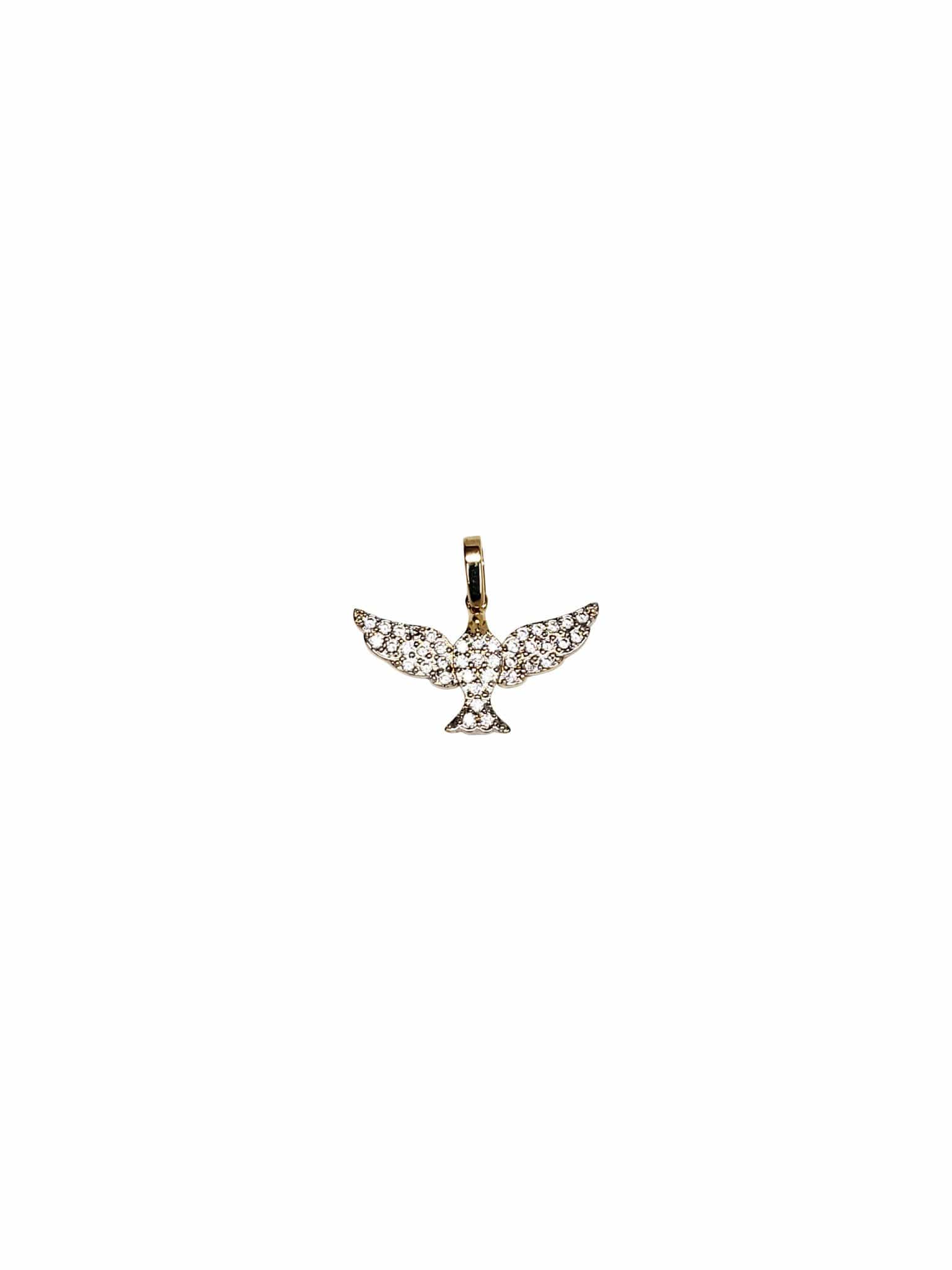 Pingente do Espírito Santo com Zircônia Prata de Lei 925 com Banho de Ouro 18 k-TerraCotta Arte Sacra