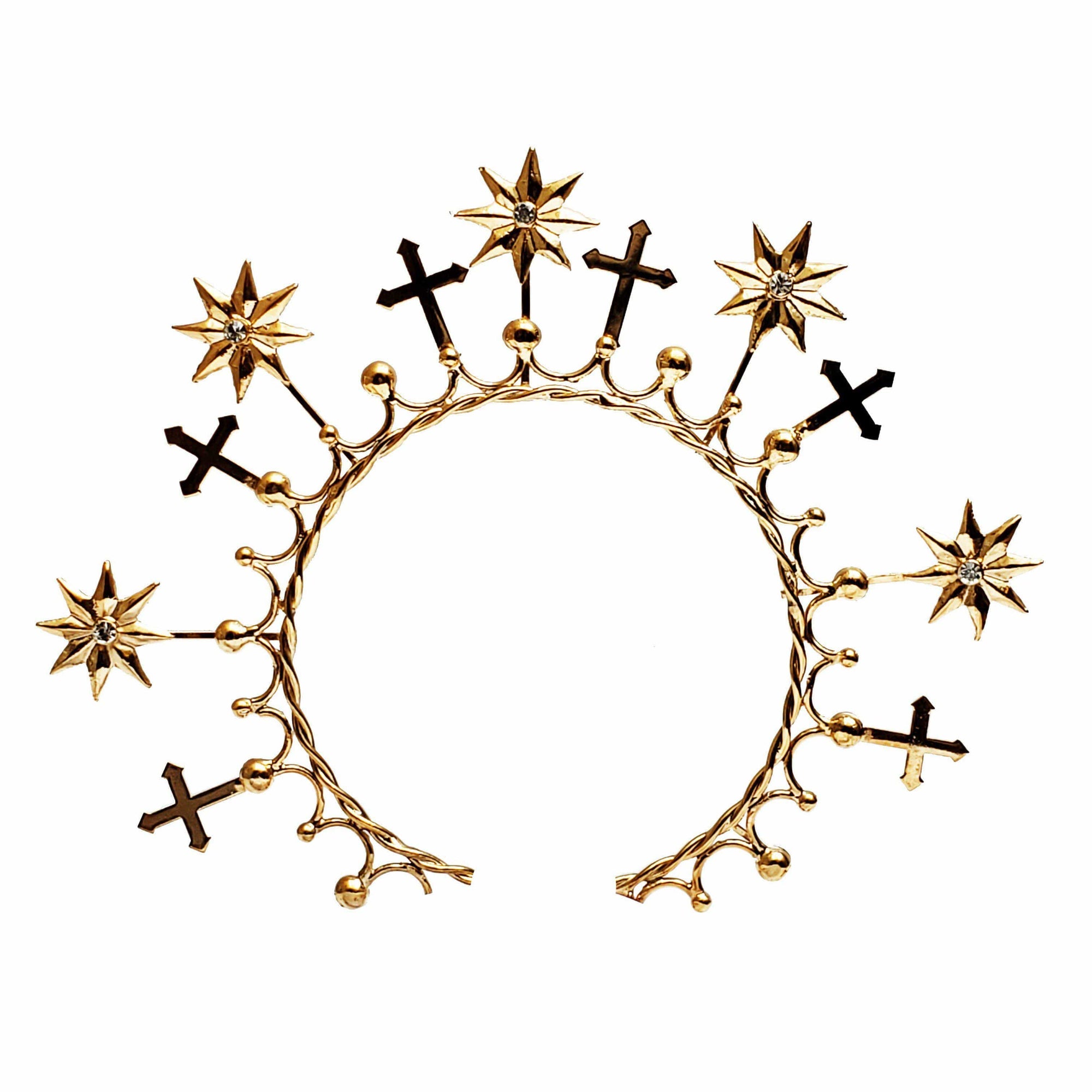 Resplendor Redondo com Estrelas e Cruz-TerraCotta Arte Sacra