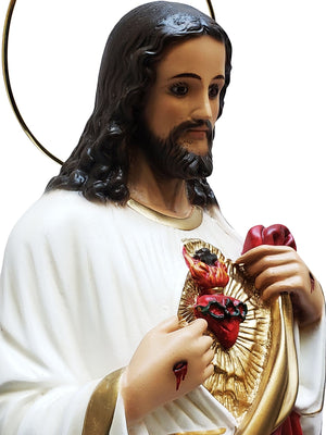 Sagrado Coração de Jesus 45 cm com Olhos de Vidro-TerraCotta Arte Sacra