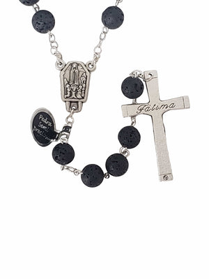 Terço de Pedra Natural Semi Preciosa Pedra Vulcânica-TerraCotta Arte Sacra