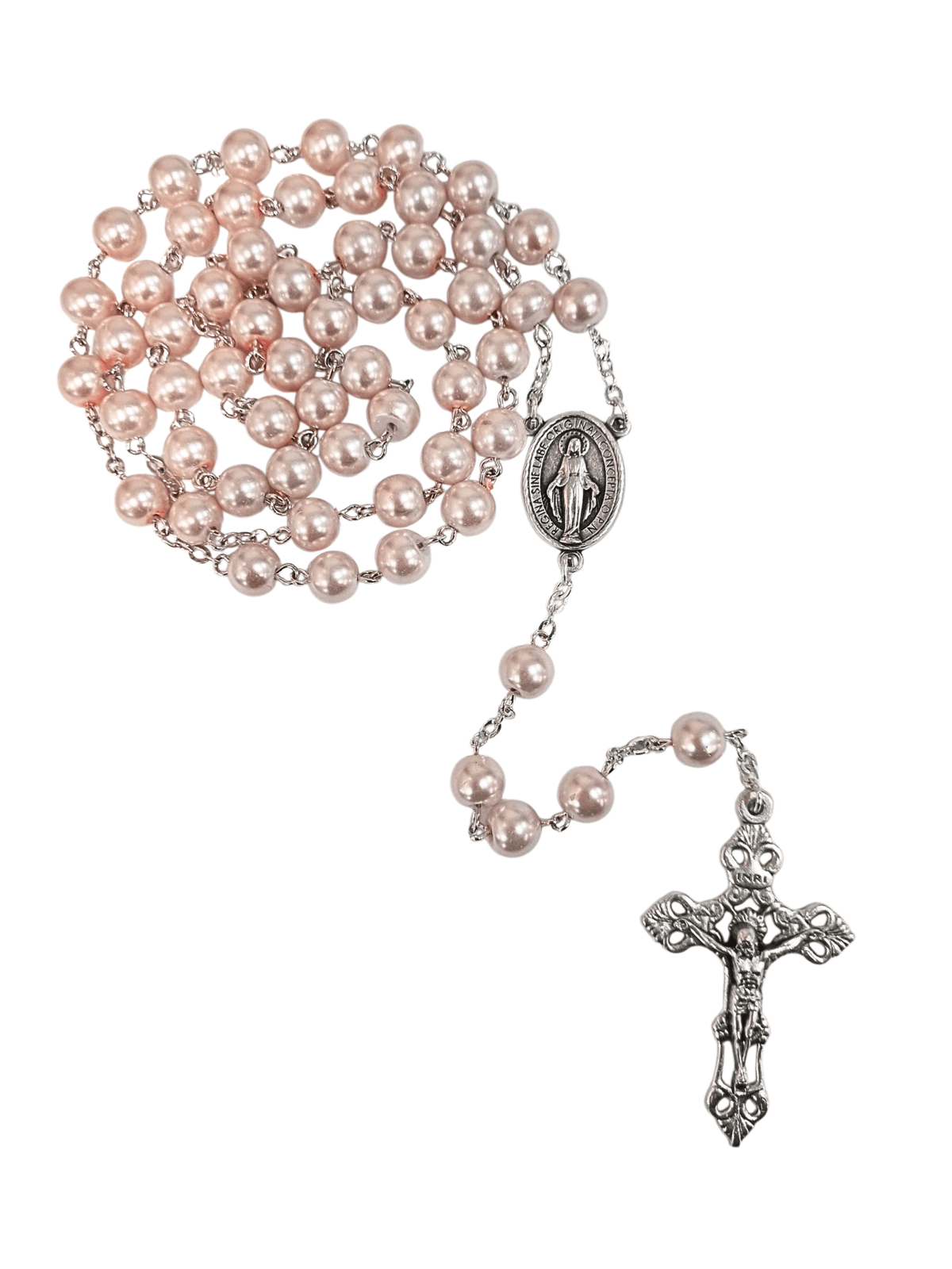 Terço Italiano Perolado Rosa 8 mm