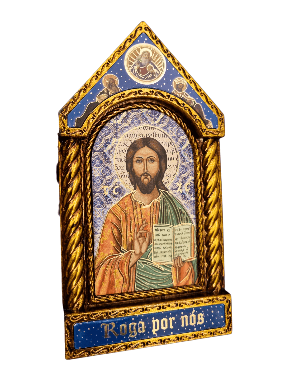 Adorno Italiano Clássico Jesus Pantocrator 15 cm x 7,5 cm