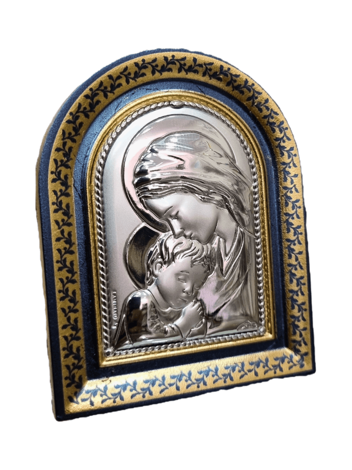 Adorno Italiano com Prata Madonna 8 x 6 cm