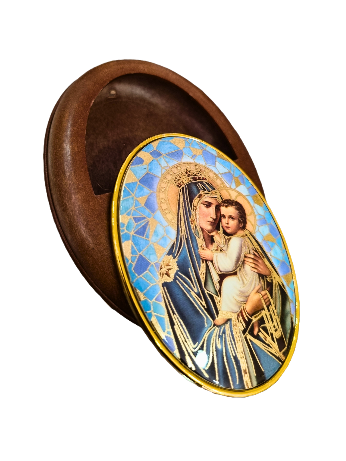 Porta Terço Oval Italiano Madonna 6,5 x 8,5 cm