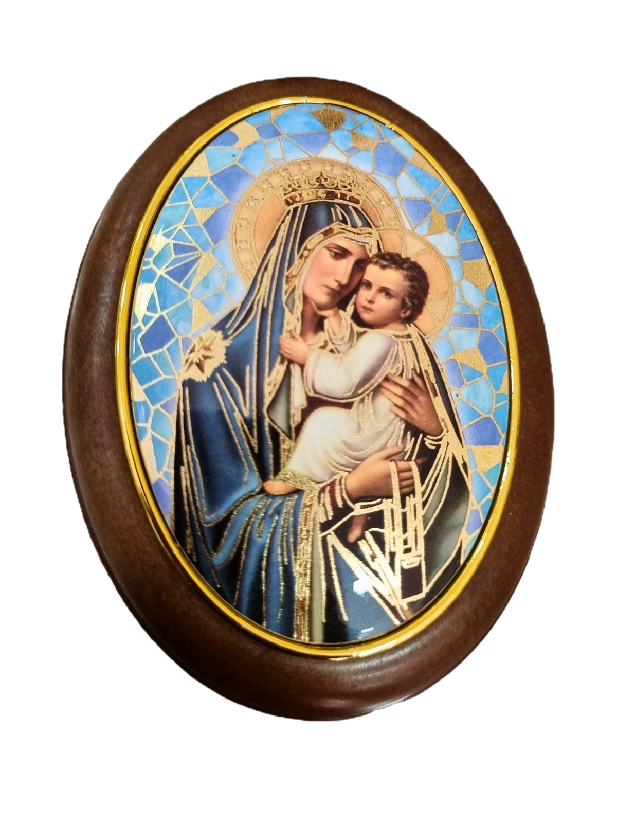 Porta Terço Oval Italiano Madonna 6,5 x 8,5 cm