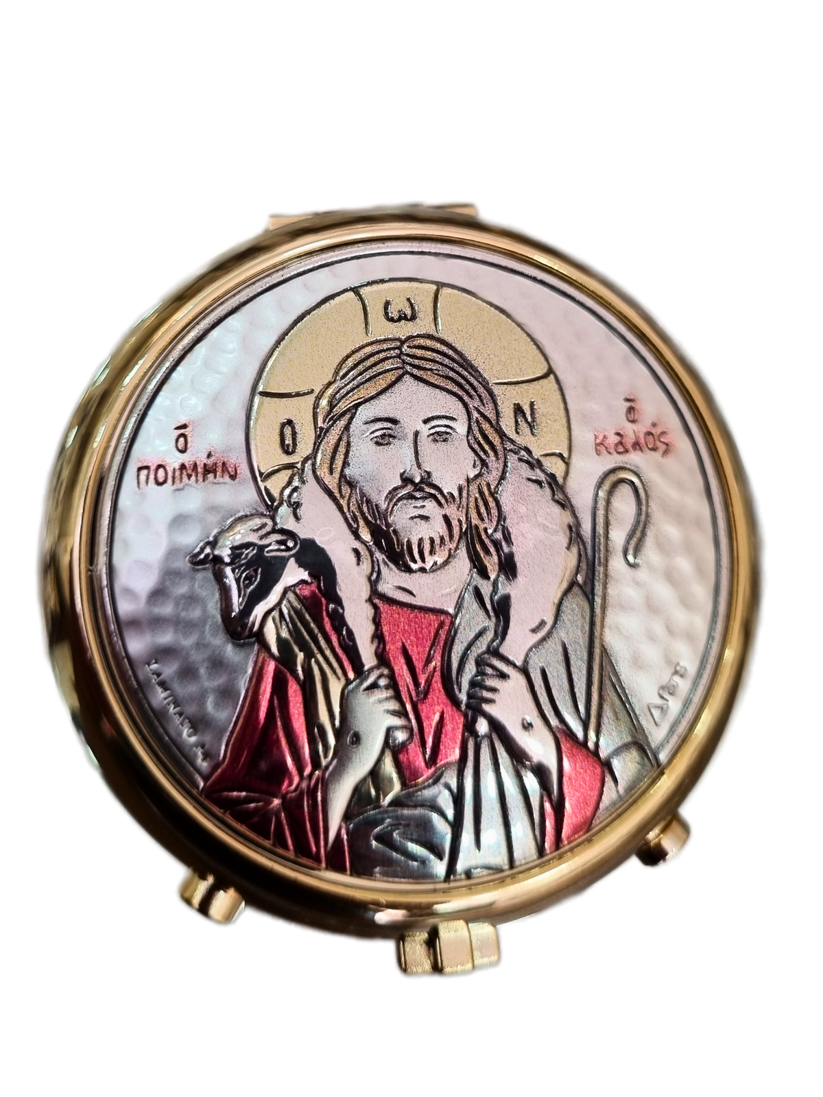 Porta Terço Redondo De Luxo Bom Pastor  5,5 cm x 5,5 cm