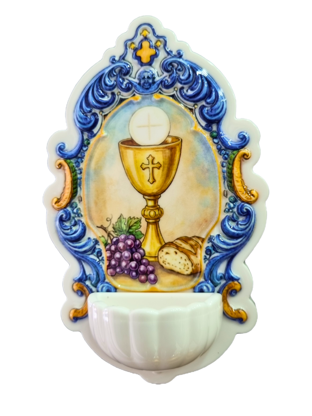Pia de Água Benta Italiano Eucaristia 11 cm x 6,5 cm
