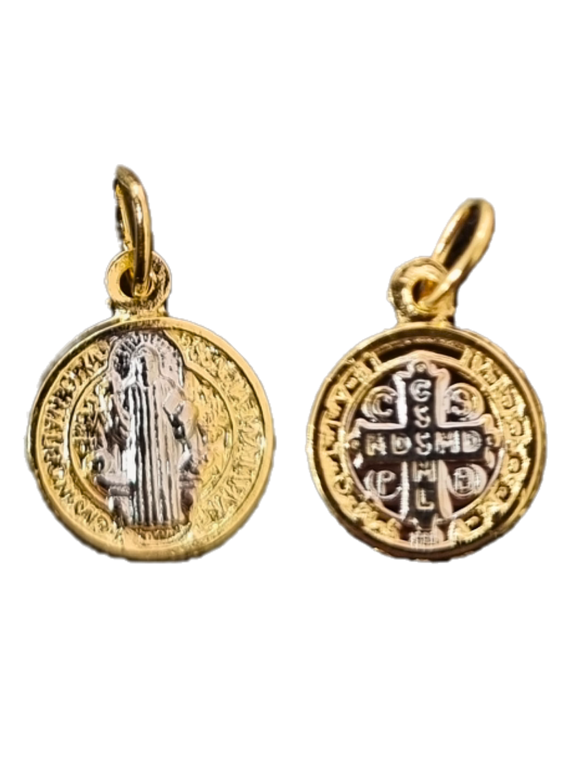 Medalha de São Bento Mini em Prata de Lei 925 com Banho de Ouro