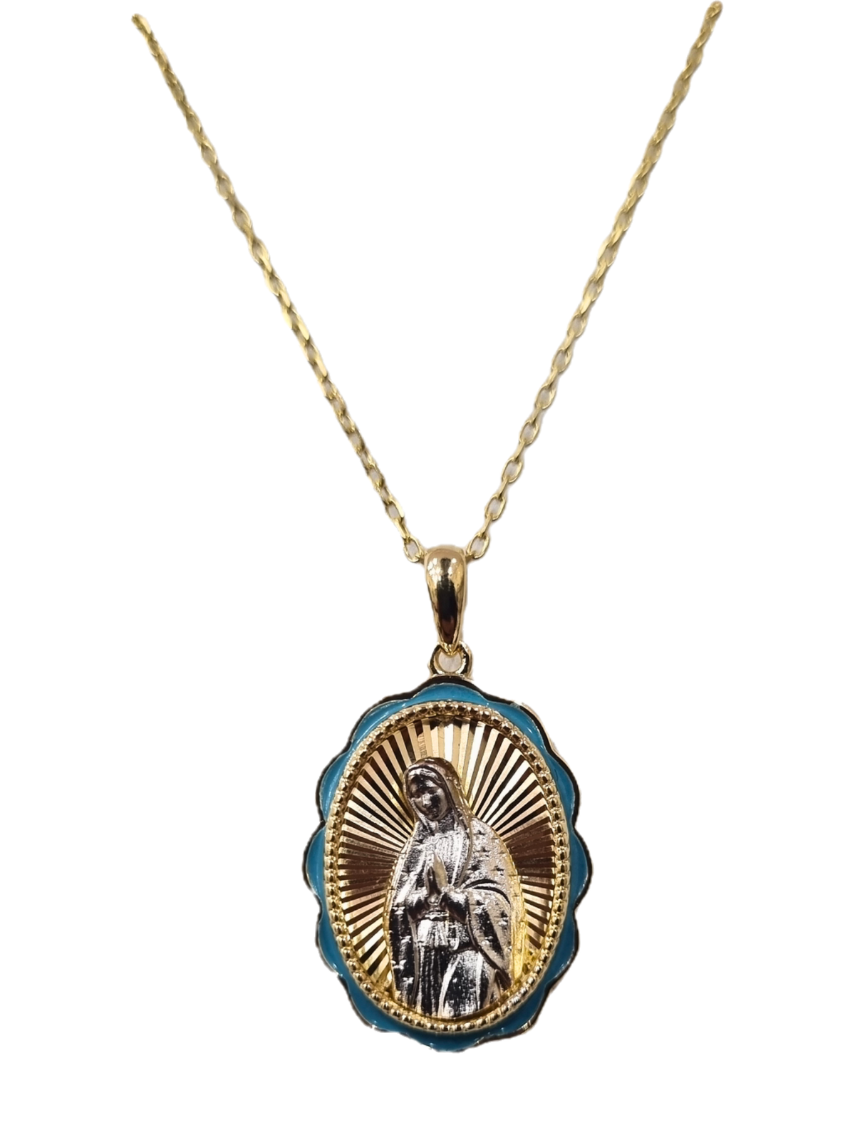 Gargantilha Nossa Senhora de Guadalupe em Prata de Lei 925 e Banho de Ouro 18K