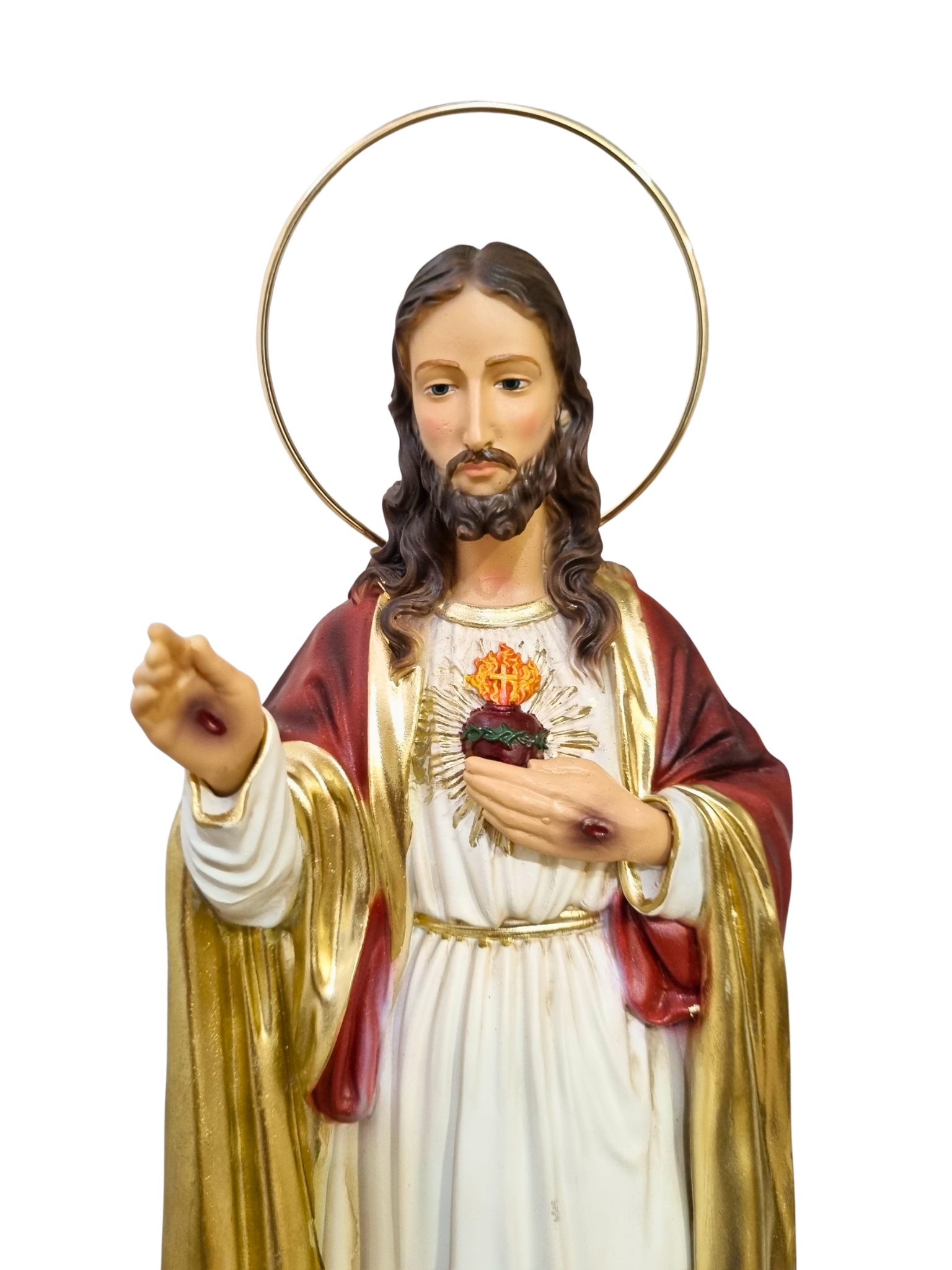 Imagem do Sagrado Coração de Jesus em Pó de Mármore Colorida 33 cm