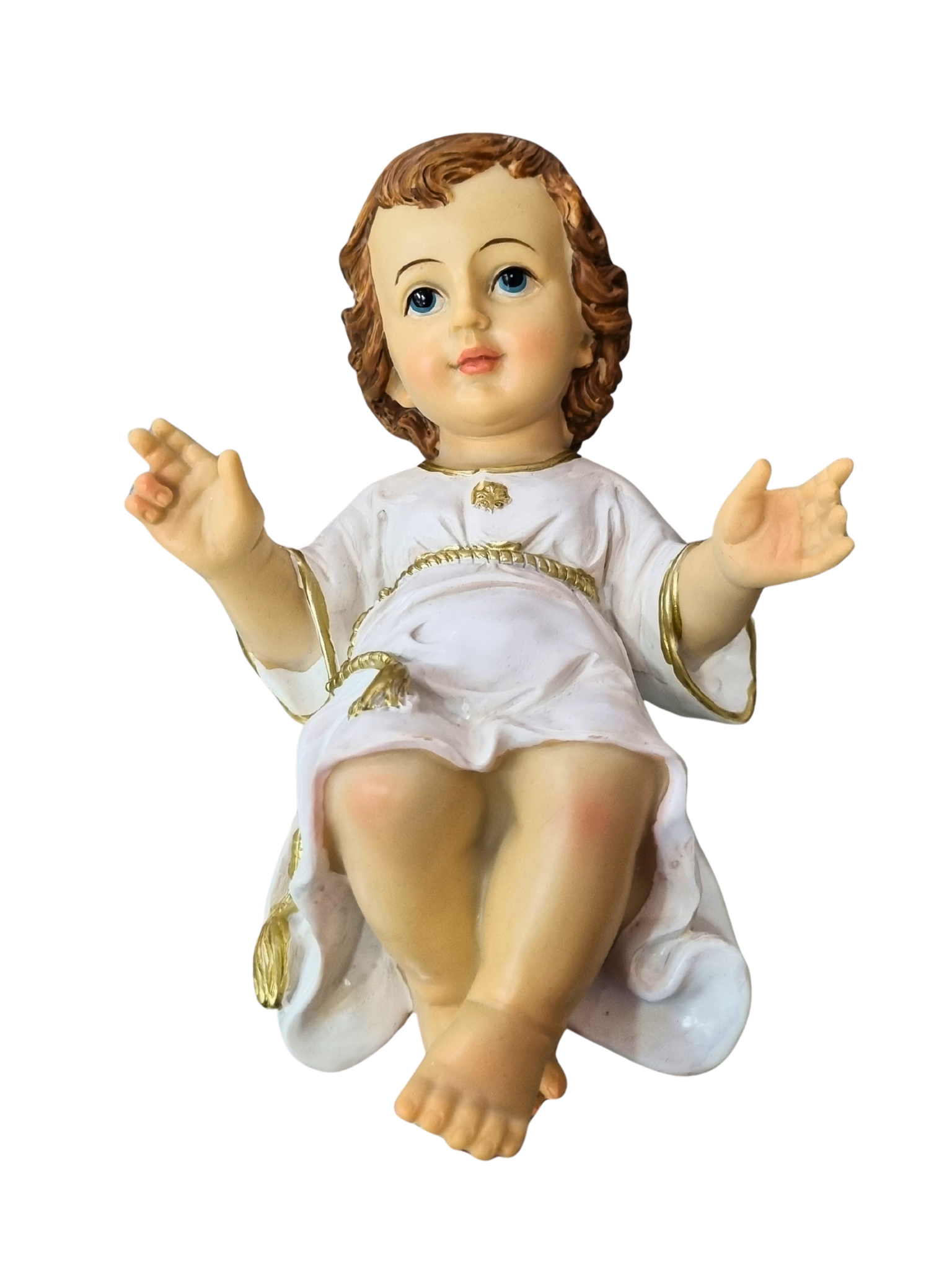 Menino Jesus de Resina Santini Italy Style Vestia Branca 22 cm