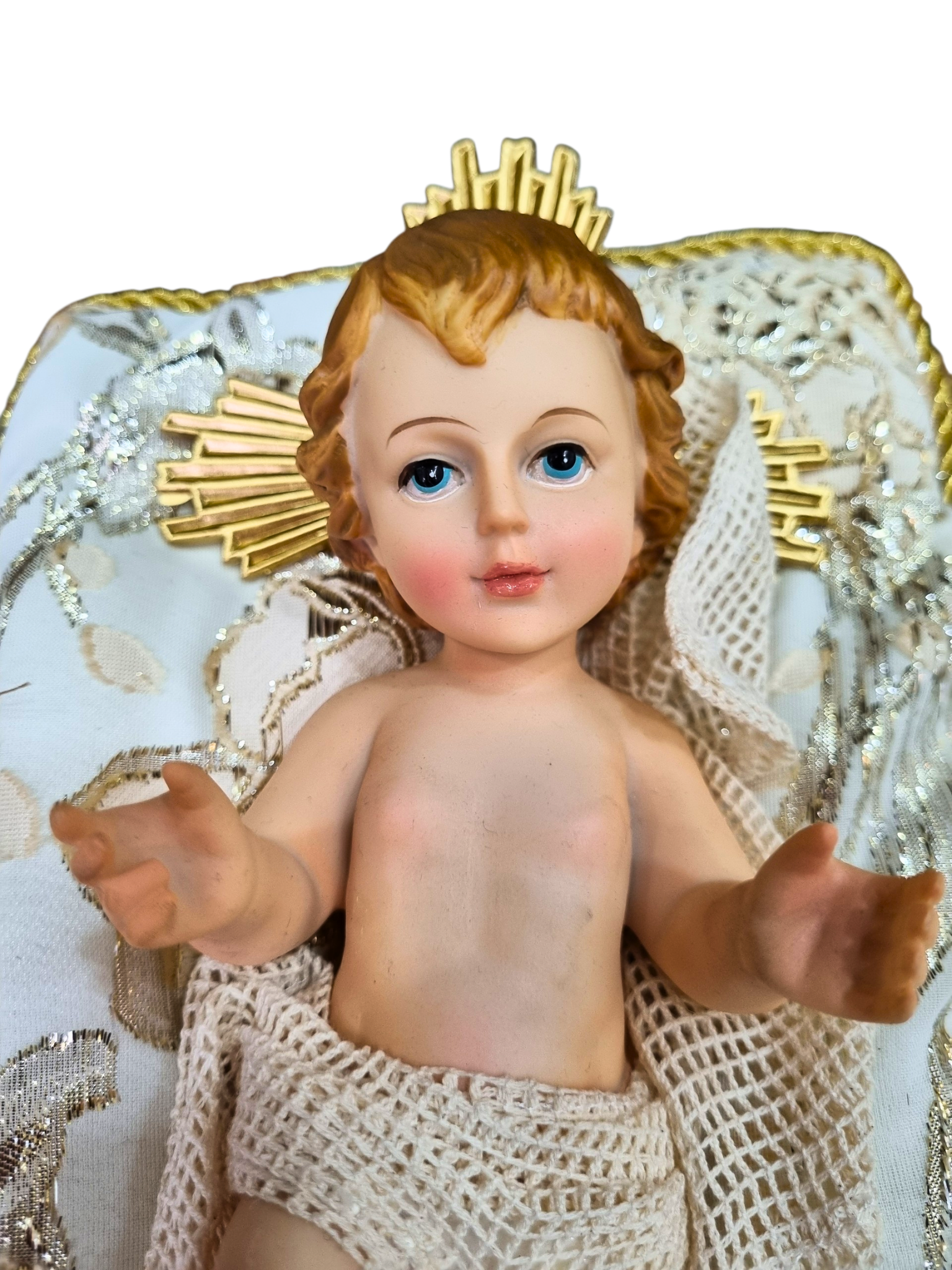 Menino Jesus de Resina Santini Italy Style com Almofada Vermelha 25 cm
