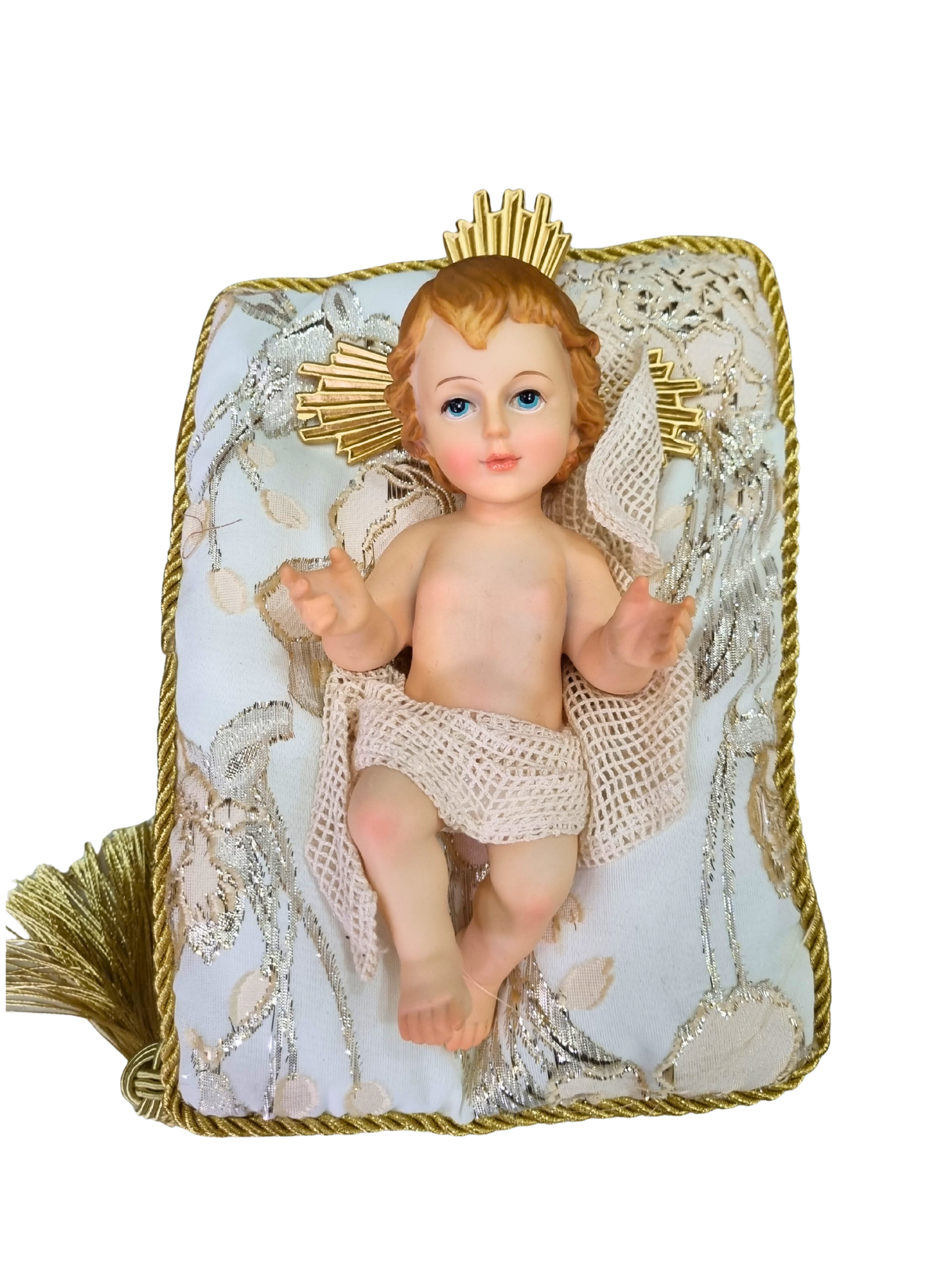 Menino Jesus de Resina Santini Italy Style com Almofada Vermelha 25 cm
