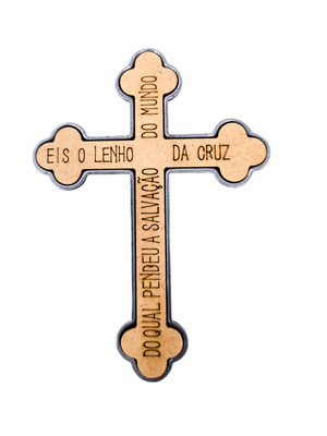 Adorno Cruz em Metal Livrai-nos do Mal Prata Velha 9 cm-TerraCotta Arte Sacra