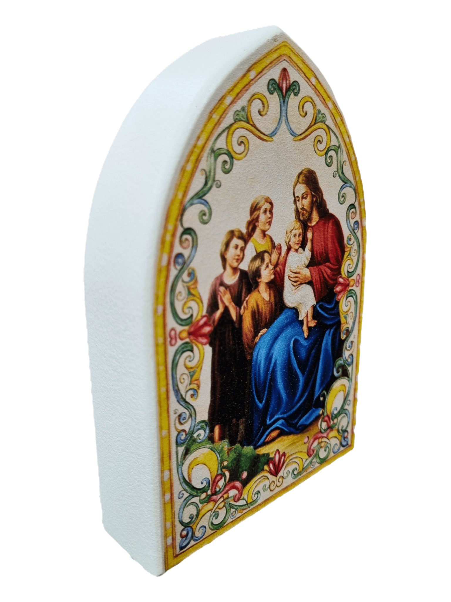 Adorno Italiano Catedral Jesus com as Crianças 13,5 cm x 9 cm-TerraCotta Arte Sacra