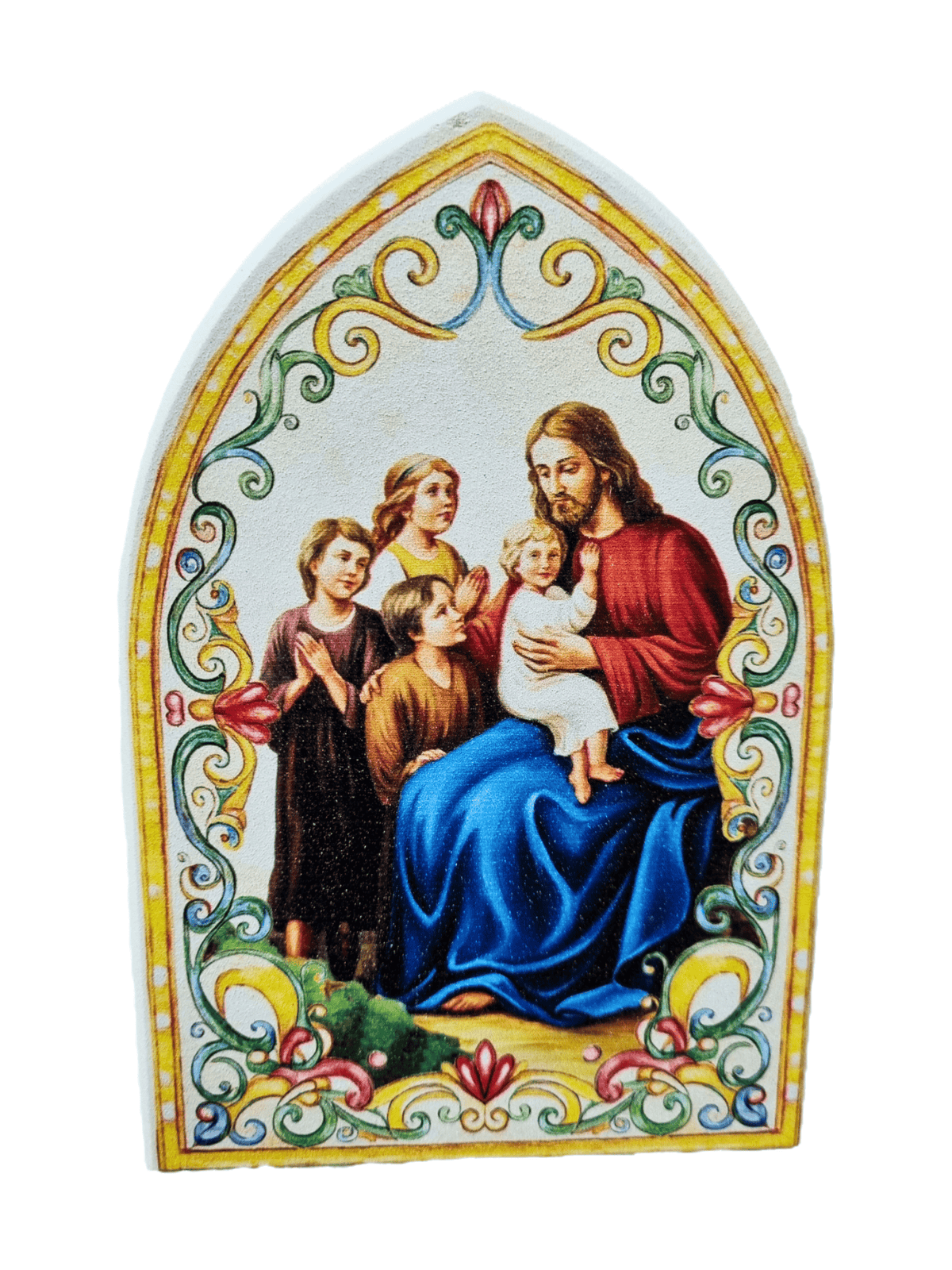 Adorno Italiano Catedral Jesus com as Crianças 13,5 cm x 9 cm-TerraCotta Arte Sacra