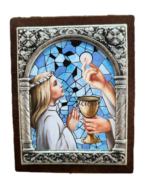 Adorno Italiano Eucaristia Menina 6 cm x 5 cm-TerraCotta Arte Sacra
