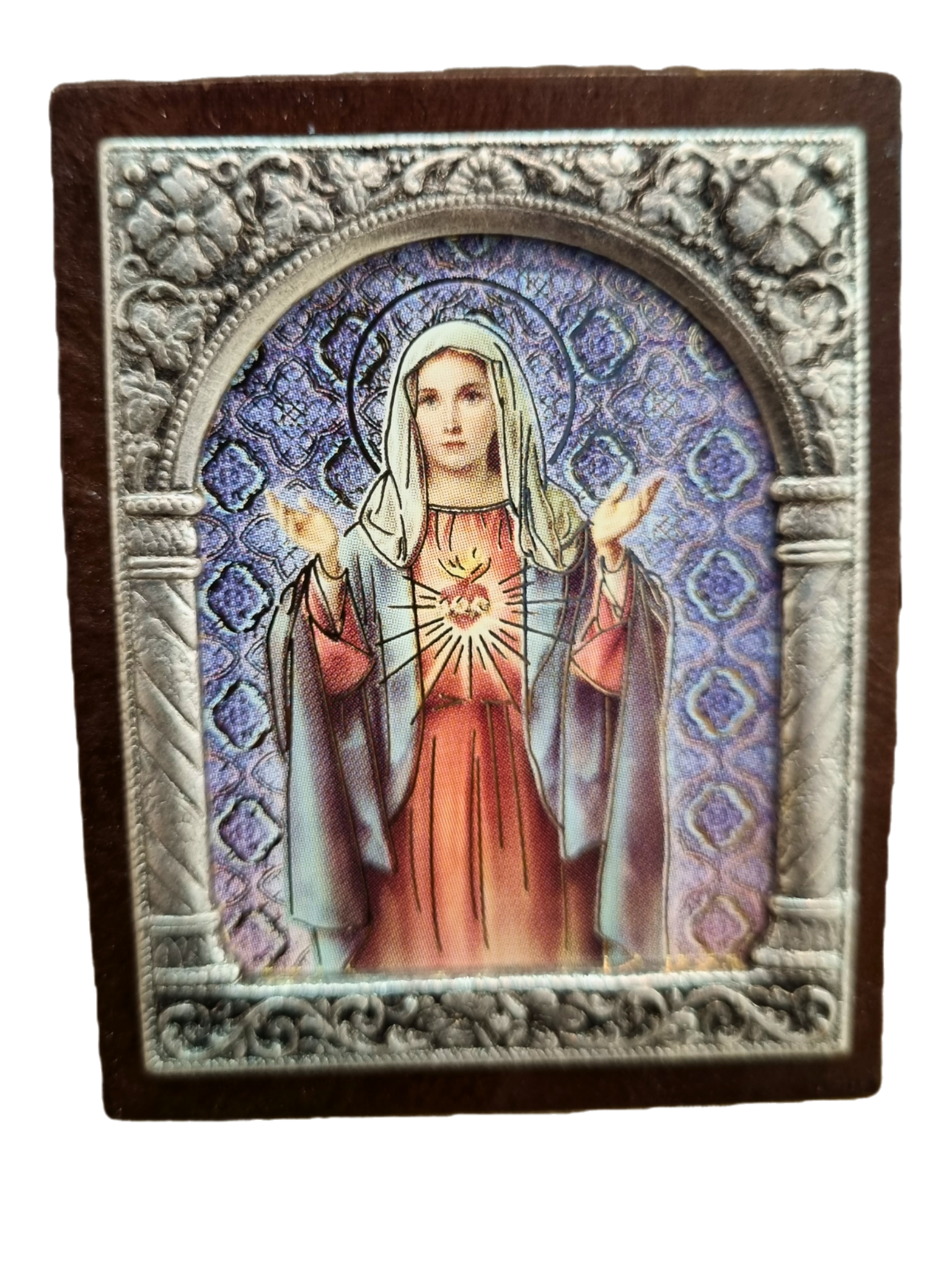 Adorno Italiano Imaculado Coração de Maria 6 cm x 5 cm-TerraCotta Arte Sacra