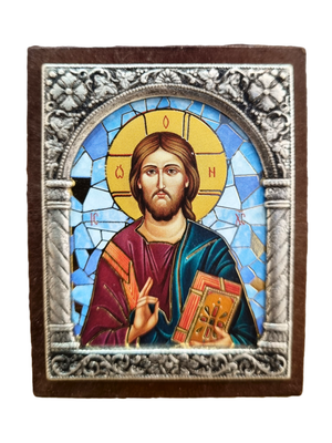 Adorno Italiano Jesus Pantocrator 6 cm x 5 cm-TerraCotta Arte Sacra