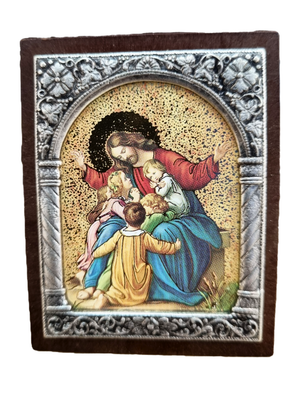 Adorno Italiano Jesus com as Crianças 6 cm x 5 cm-TerraCotta Arte Sacra