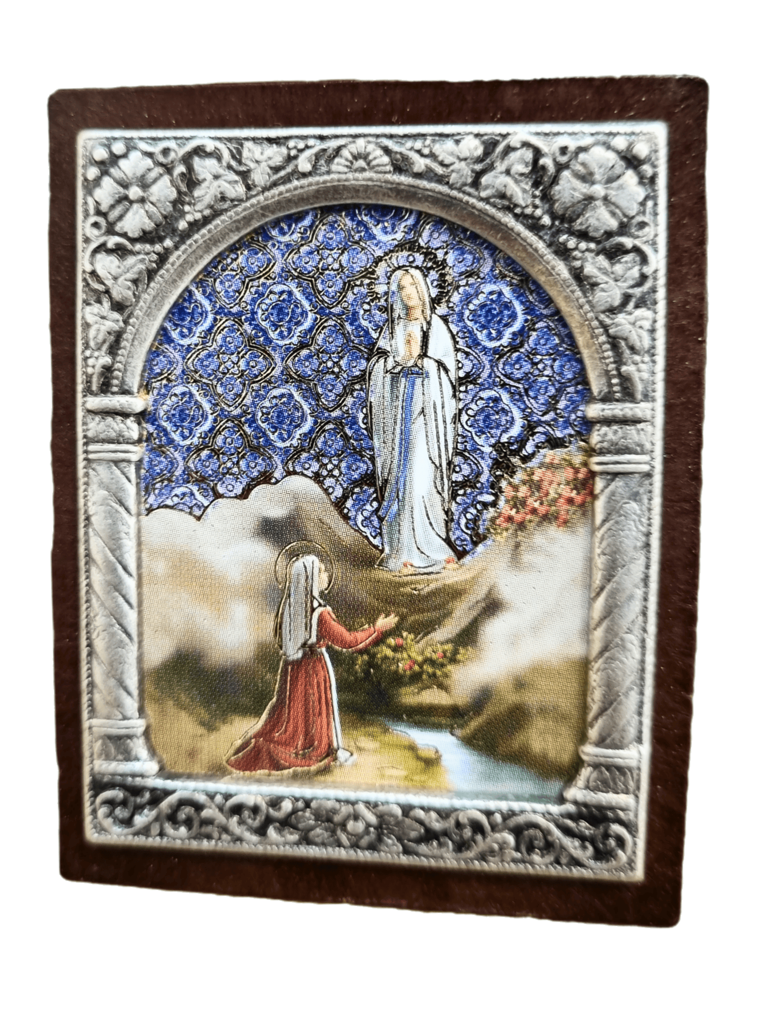 Adorno Italiano Lourdes com Bernadette 6 cm x 5 cm-TerraCotta Arte Sacra