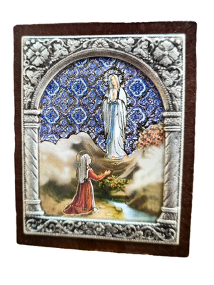 Adorno Italiano Lourdes com Bernadette 6 cm x 5 cm-TerraCotta Arte Sacra