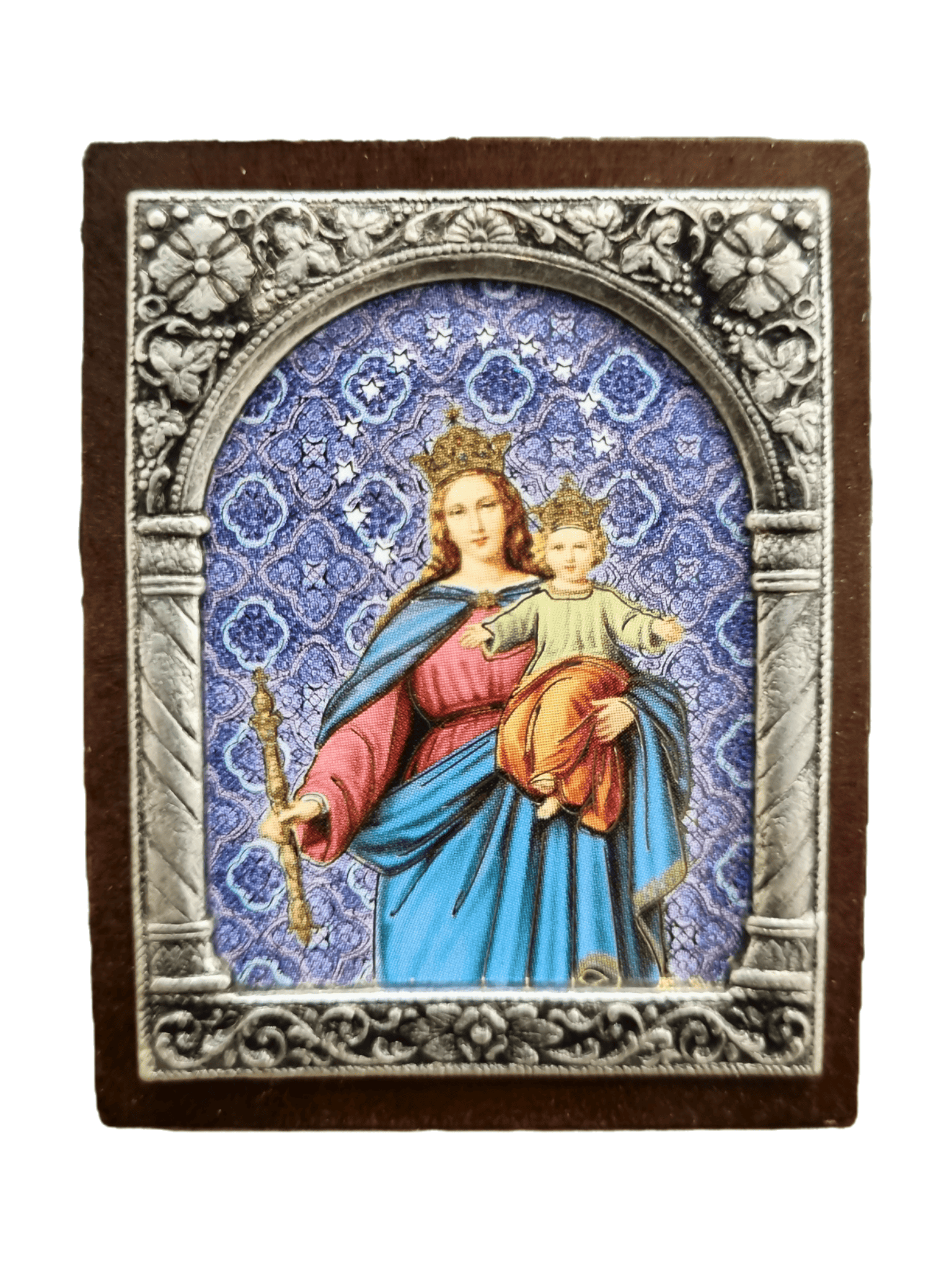 Adorno Italiano Nossa Senhora Auxiliadora 6 cm x 5 cm-TerraCotta Arte Sacra