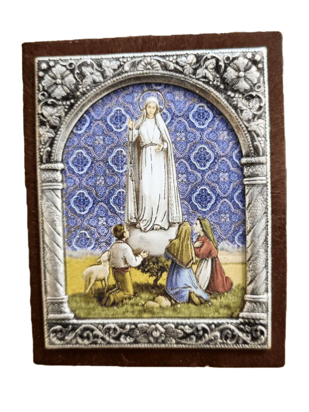 Adorno Italiano Nossa Senhora de Fátima com Pastores 6 cm x 5 cm-TerraCotta Arte Sacra