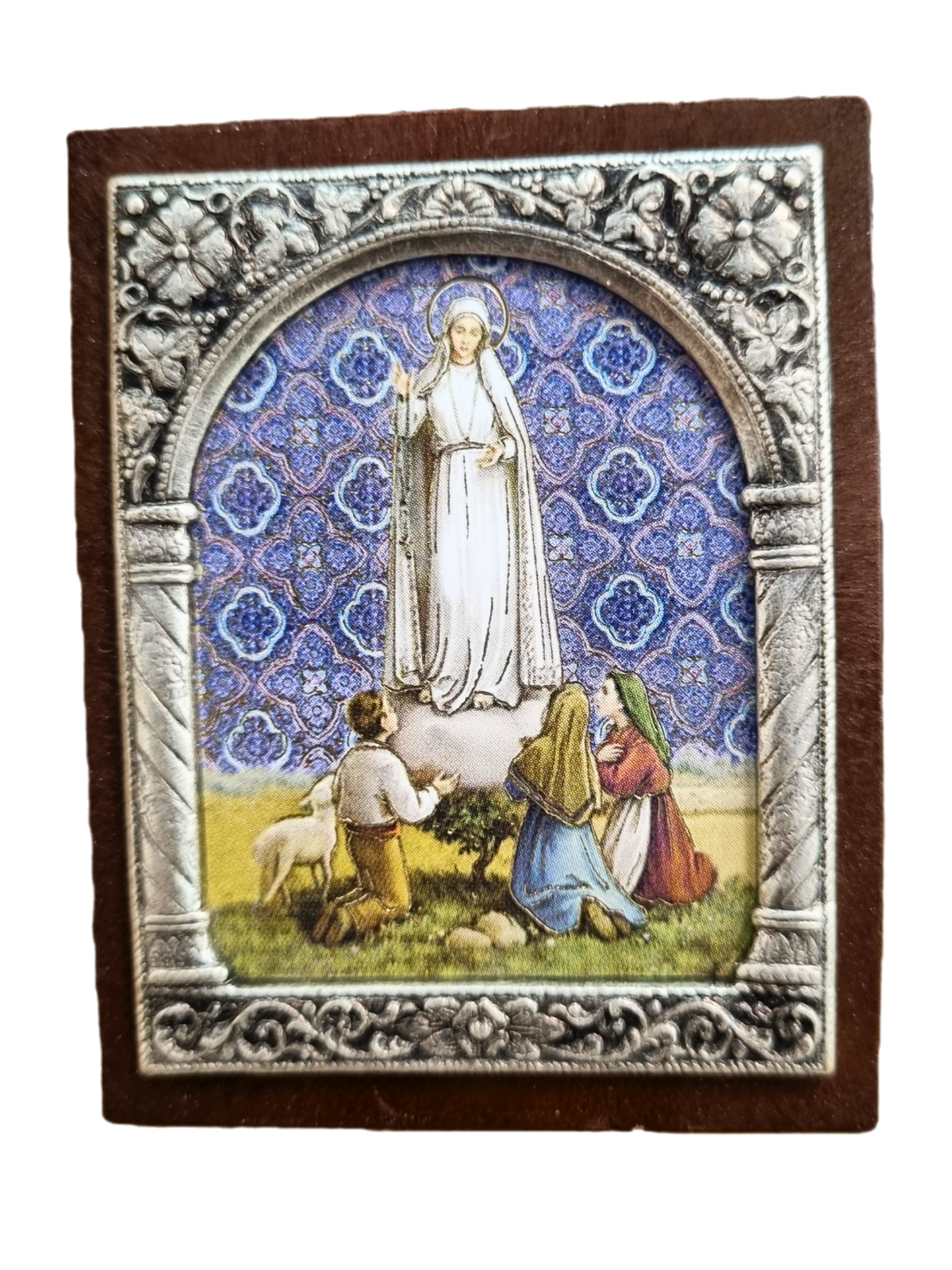 Adorno Italiano Nossa Senhora de Fátima com Pastores 6 cm x 5 cm-TerraCotta Arte Sacra